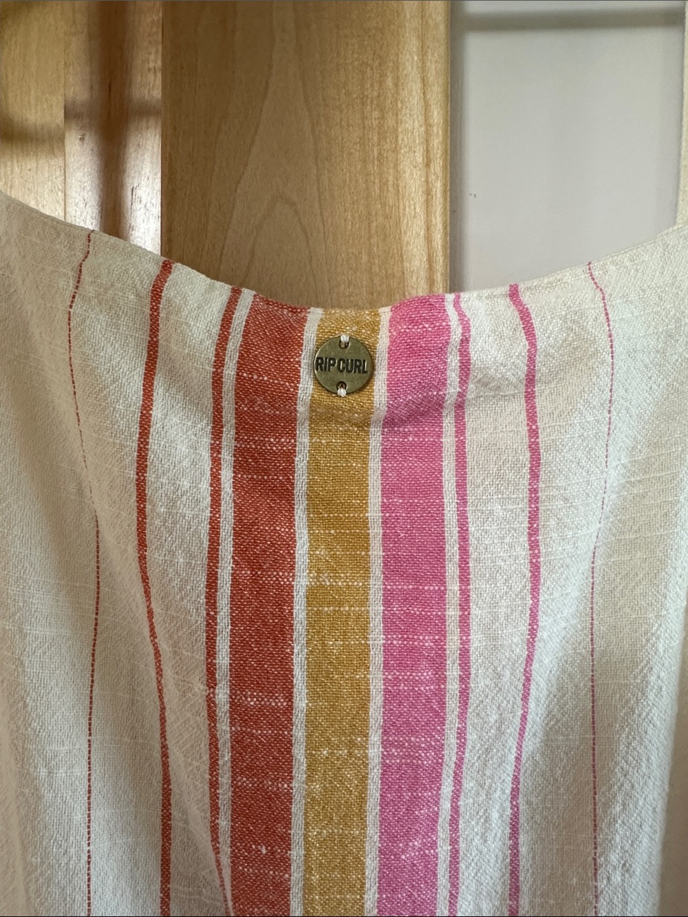 Women’s Ripcurl Striped Cream and Pink Linen Midi Dress - Picture 5 of 7